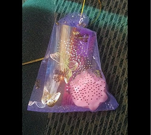 Ankirol 100pcs Mini Sheer Organza Wedding Favor Bags 3.5x4.5'' Luxury Jewelry Candy Gift Card Bags with Gold Line Drawstring Pouches Butterflies (Light Purple) - Image 4